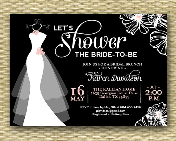 زفاف - Wedding Dress Bridal Shower Invitation, Dress on Hanger - ANY COLORS - Printable