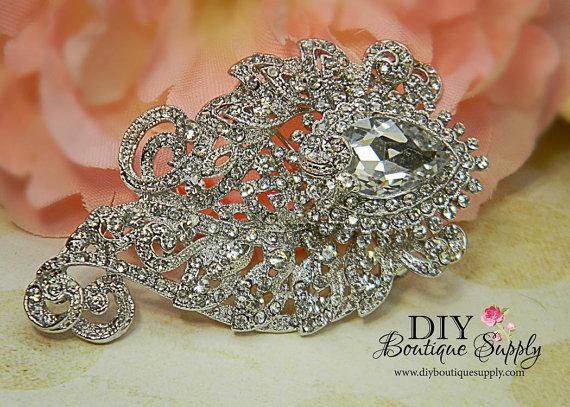 زفاف - Large Rhinestone Brooch - Wedding Jewelry - Elegant Wedding Brooch Pin Accessories - Crystal Brooch Bouquet - Wedding Sash Pin 78mm 332198