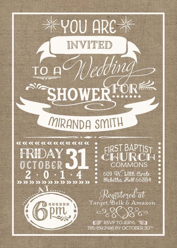 زفاف - Burlap Wedding Shower Invitations - white & burlap