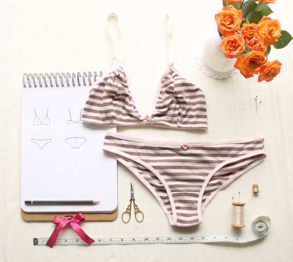 Mariage - Bra and Panties Set PDF Sewing Pattern Bundle Ohhh Lulu 1306 Brigette Triangle Bra and 1307 Giselle Ruched Back Scrunch Panties