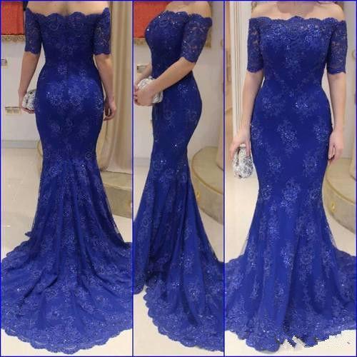 Свадьба - Real Image Lace Drak Blue 2015 Mermaid Sheer Cheap Evening Dresses Formal Dress Gowns Train Sweep Applique Long Prom Party Dresses Custom Online with $110.47/Piece on Hjklp88's Store 