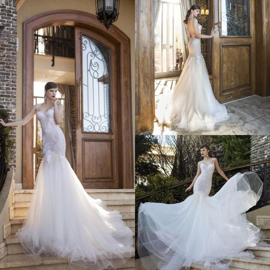 Mariage - 2015 Cheap Wedding Dresses Sexy Mermaid Sleeveless Backless Tulle Lace Applique Sweep Train Spaghetti Strap Bridal Wedding Dresses Gowns Online with $130.84/Piece on Hjklp88's Store 