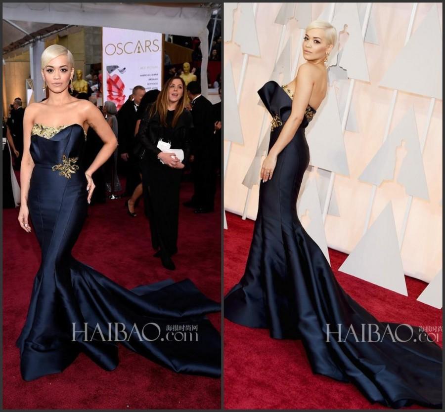 Mariage - Gorgeous Rita Ora Celebrity Dress 2015 87th Oscar Mermaid Evening Dresses Satin Embroidery Prom Party Formal Dresses Sweep Train Red Carpet Online with $111.27/Piece on Hjklp88's Store 