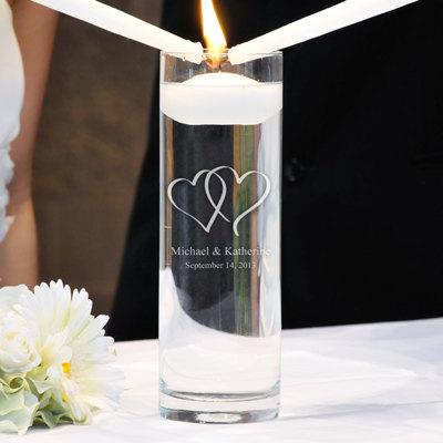 Hochzeit - Personalized "Cylinder Memorial Floating Candle" Double Heart logo
