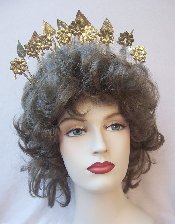 Wedding - Vintage tiara crown headpiece Indonesian wedding headdress hair comb hair accessory hair jewelry hair ornament headdress (DAE)