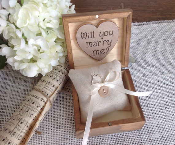 زفاف - Proposal engagement ring box, personalized wedding ring box, will you marry me?