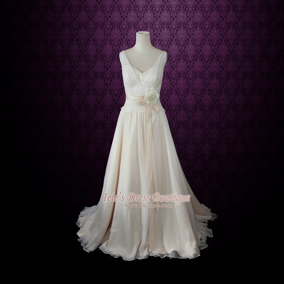 Hochzeit - Grecian Silk Chiffon Wedding Dress 