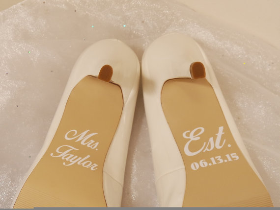 Hochzeit - Personalized Wedding Shoe Decals, High Heel Decals, Shoe Decals for Wedding, Wedding Shoe Decals, Custom Shoe Decals, Vinyl Shoe Decal
