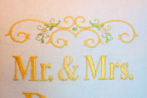 Hochzeit - Ring Bearers Pillow -  Wedding Pillow - Embroidered Ring Bearers Pillow - Personalized Wedding Pillow - Linen Pillow