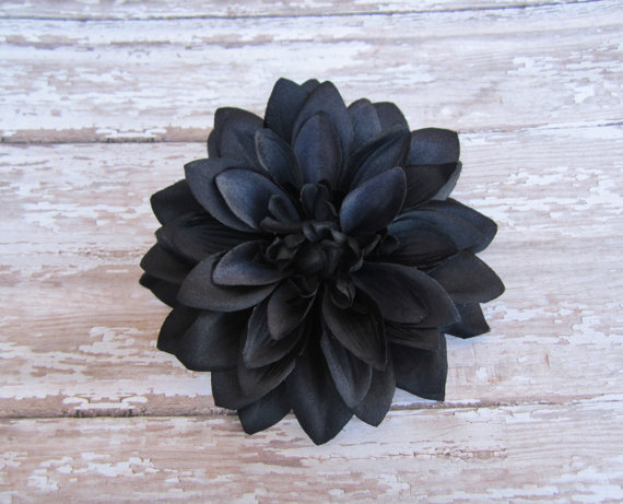 Mariage - Black Dahlia Hair Flower Clip