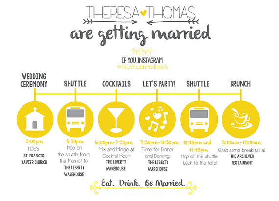 Mariage - Custom Wedding Timeline Printable- DIY Printable- Wedding Timeline - Itinerary, Bridesmaids and Groomsmen