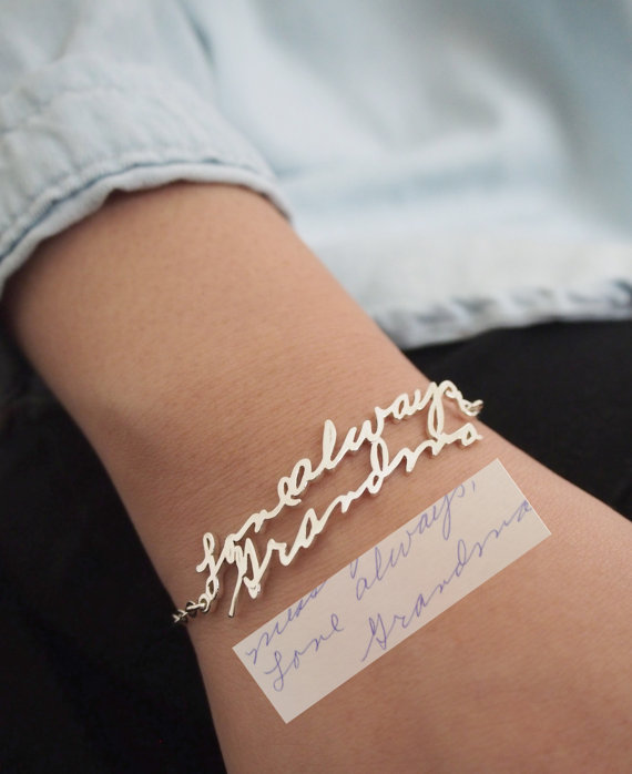 زفاف - SALE Memorial Signature Bracelet - Personalized Handwriting Bracelet Keepsake Jewelry in Sterling Silver - Bridesmaid Gift - MOTHER GIFT