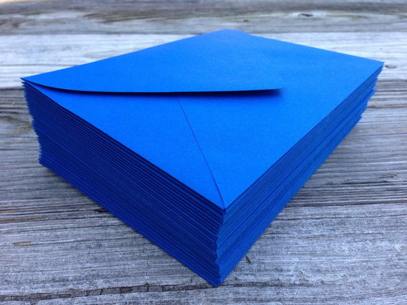 Wedding - 50 A7 5x7 or 4 Bar Royal Blue Envelopes Paper Source Invitation Envelope Euro Flap Bridal Shower Wedding Invitation