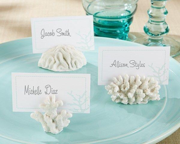 زفاف - 18 Seven Seas Coral Beach Theme Place Card Holders Wedding Favors