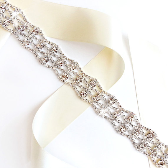 زفاف - Fabulous Silver Rhinestone Wedding Dress Sash - Silver Rhinestone Encrusted Bridal Belt Sash - Crystal Extra Wide Wedding Belt