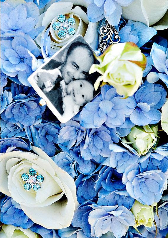 Hochzeit - BC1F - Bouquet Charm With Fancy Bail - Lg. Photo Memorial - Custom Bouquet Jewelry