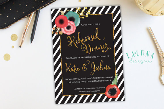 Rehearsal Dinner Invitation Wedding Rehearsal Dinner Invite Black 