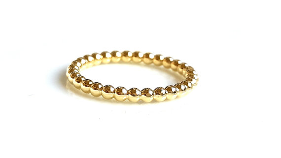 زفاف - Beaded - 14k Gold Stacking Ring - Stackable Ring - Wedding Ring - Trendy Stacking Ring - Handmade Ring - Minimalist Jewelry - VenexiaJewelry