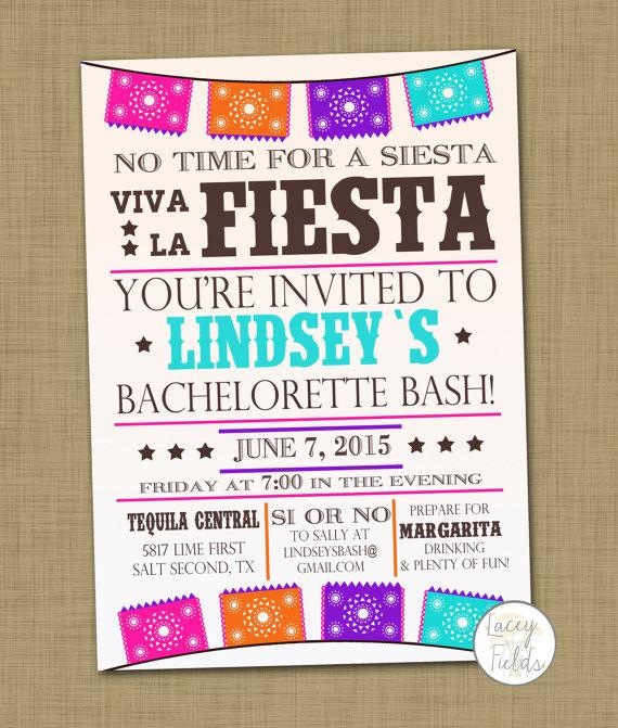 Hochzeit - Fiesta bachelorette party invitation printable Mexican bachelorette party invite Mexican hens party invite Fiesta lingerie shower party