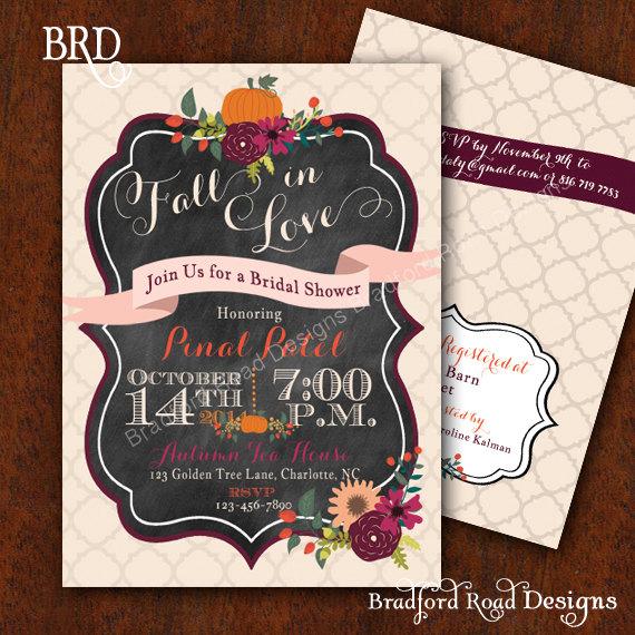 Свадьба - Fall Bridal Shower Invitation Autumn Bride Autumn Wedding Shower Pumpkin Wedding Shower Fall Florals Invitation 5x7 Printable