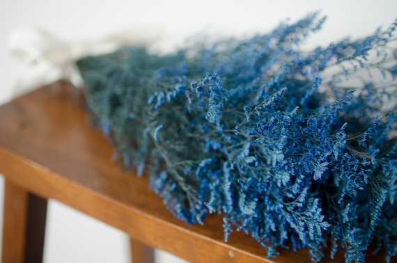 Свадьба - Bunch of preserved blue misty,blue caspia, blue wedding, blue dried flowers, blue flowers, blue decor