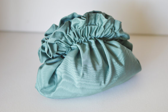 Mariage - Turquoise clutch,silk clutch,small purse,aqua clutch,ruffle,shoulder bag,bridesmaid purse,bridal clutch,wedding,bridesmaid gift,evening bag