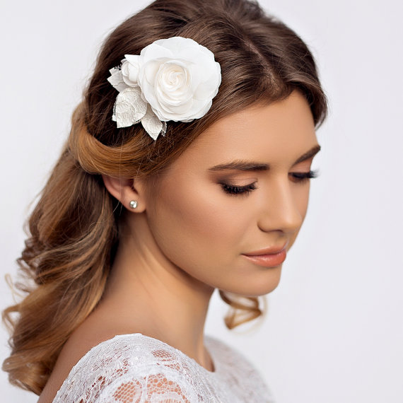 Hochzeit - Bridal Rose Hair Piece - Bridal Hair Flower Clip -  Wedding Hair Accessories