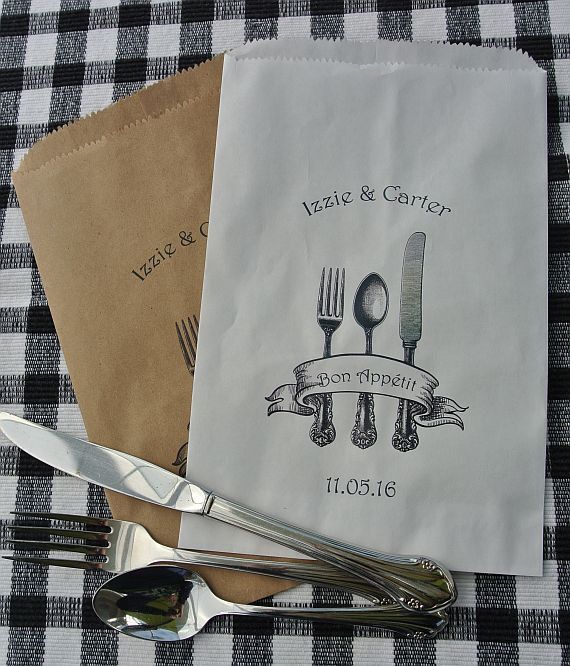 Mariage - Personalized Favor Bags - Utensil Bags - Wedding Favor Bags - Rustic Wedding - 30 Bags
