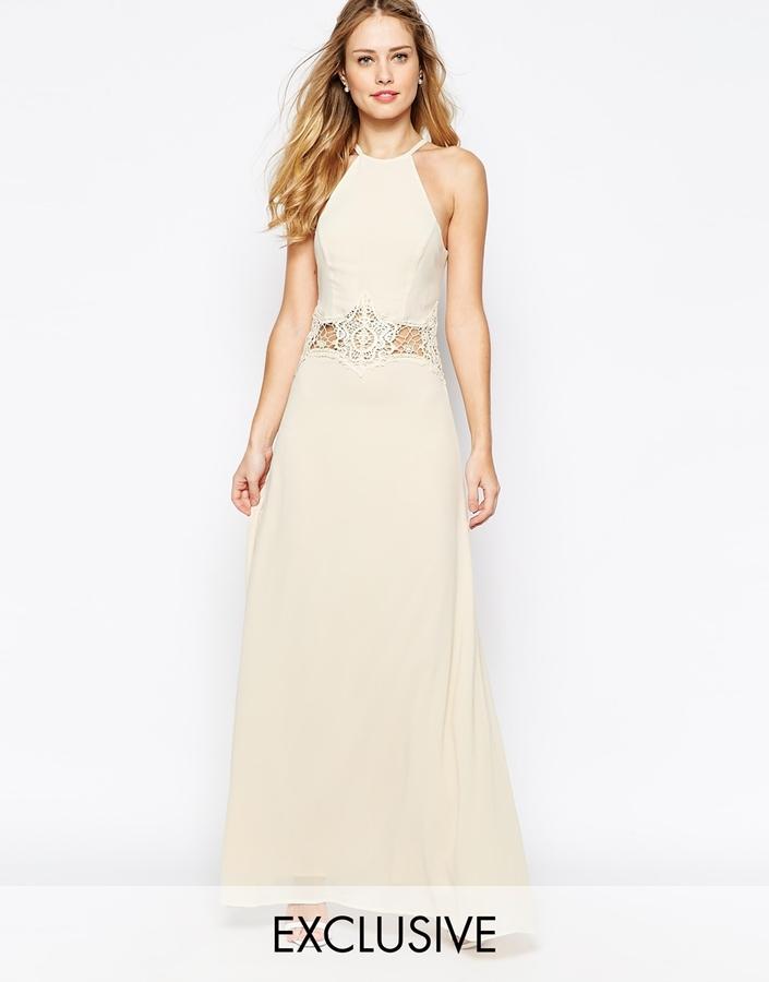 Wedding - Jarlo Aden High Neck Maxi Dress With Lace Insert