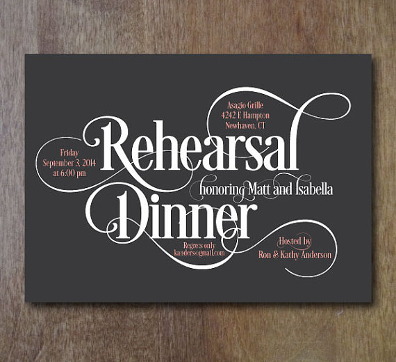 Hochzeit - Scripted Details Rehearsal Dinner Invitation, typography