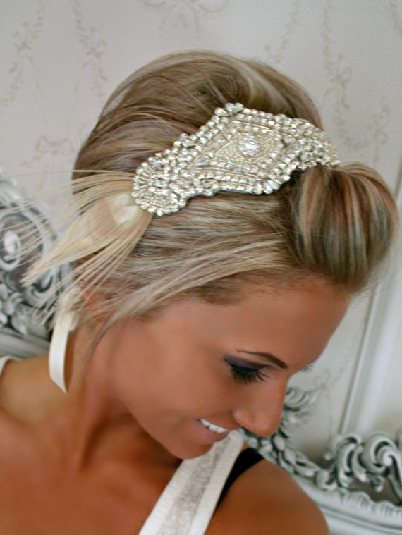 Hochzeit - Wedding Headpiece, Bridal Headband, SAVVY, Ribbon, Crystal, Accessories, Rhinestones, Bridal, Wedding, Hair Accessory