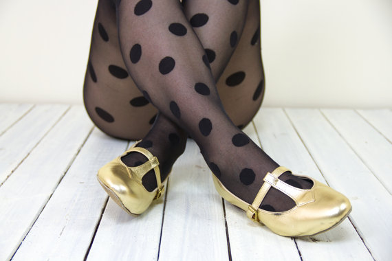 زفاف - vintage gold ballet flats / gold dance shoes / t strap mary jane ballet flats wedding / metallic shoes