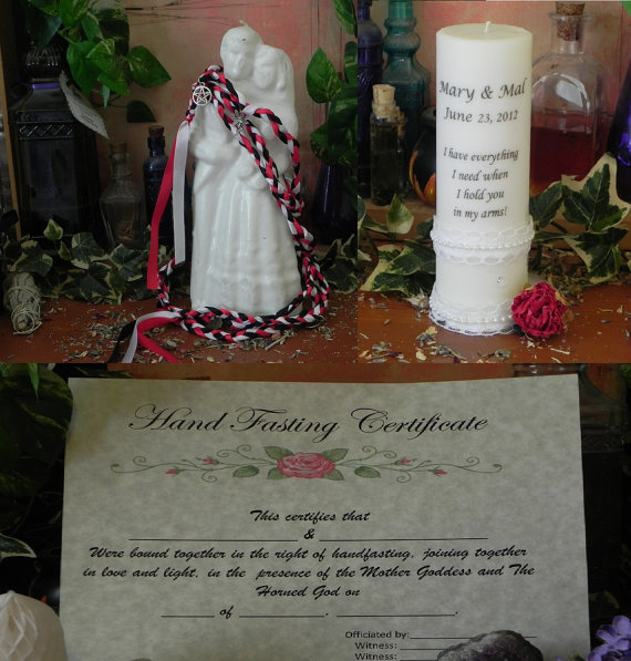زفاف - Handfasting Kit - marriage, wedding, handfasting, unity candle, certificate, and cord
