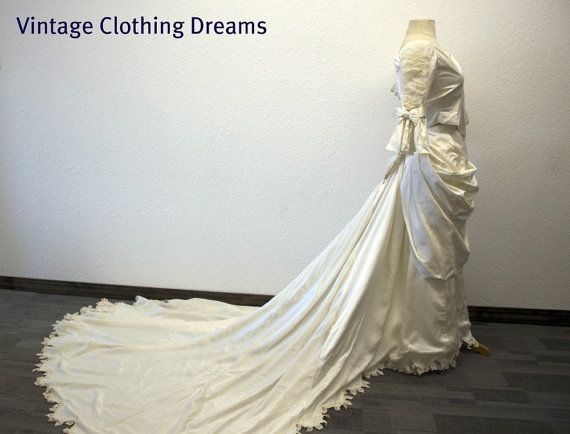 زفاف - Wedding Dress Ivory NOS Edwardian and Victorian Style New and Unused Ivory Silk Gown 6 Pieces OOAK BR84