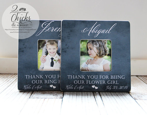 Mariage - Ring Bearer & Flower Girl Picture Frames (Set of 2), Wedding Keepsake, Flower Girl Gift, Ring Bearer Gift