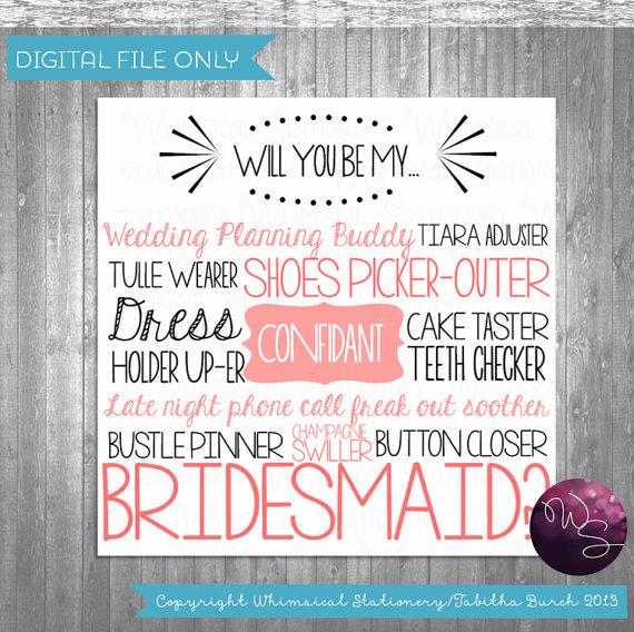 Mariage - Bridesmaid Proposal Cards - "Cake Tasting (Printable File Only) Ask Bridesmaid Be In My Wedding