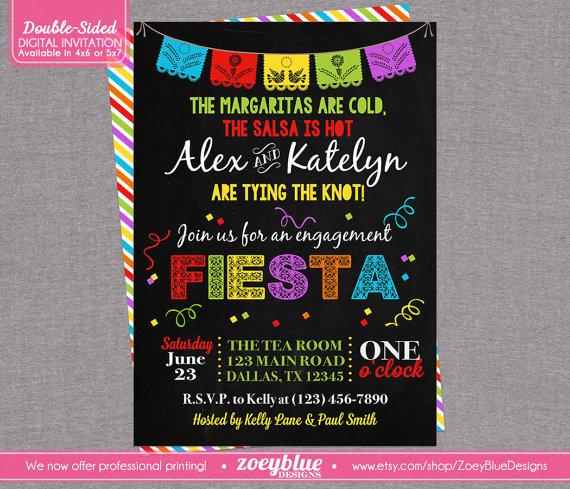 Hochzeit - Fiesta Engagement Party Invitation Bridal Shower Invitation Papel Picado Mexican Fiesta Printable Rehearsal Dinner Colorful- Digital File