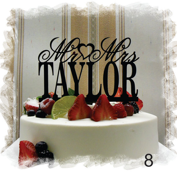 زفاف - Wedding  Cake Topper , Monogram Cake Topper Mr and Mrs  With Your Last (Family)Name  - Handmade Custom Wedding Cake Topper