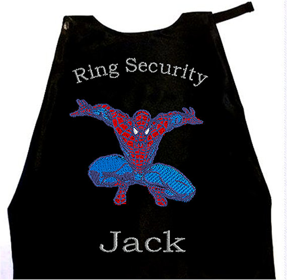 Wedding - Super Hero Cape Boy's Ring Bearer Spiderman Cape,  Embroidered Ring Bearer Cape Personalized Wedding Photo Op