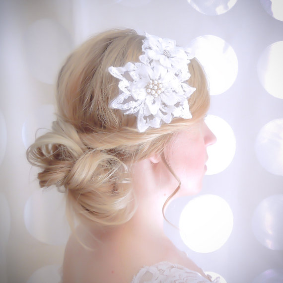Wedding - 20% off Sale, Flapper, Wedding Crown, Vintage Inspired, Bridal Ivory Lace Headband, Bridal Crown, Lace Forehead Band, Modern Bridal