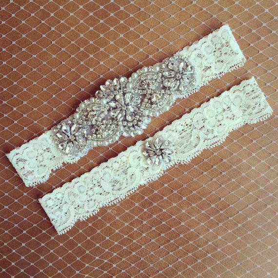 Wedding - Rhinestone Lace Garter + Toss - Lingerie Shower - Bridal Shower - Wedding Garter - BEST SELLER
