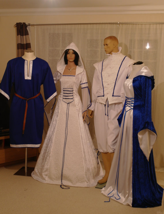 Wedding - complete wedding set,choose any colours, 4 outfits,  medieval dress renaissance set, handfasting dress renaissance Wedding dress custom made