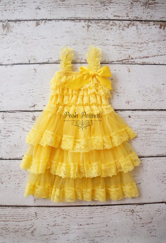 Mariage - Flower girl dresses - yellow flower girl dress-  Flower girl dress- Yellow Girls dress- lace girls dress- Baby Yellow Dress- girls dresses