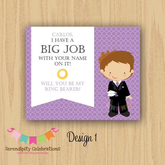 Wedding - DIY Will You Be My Ring Bearer, Groomsman, Best Man -Personalized Request Card -Wedding -Bride Cards -Flat Note Card