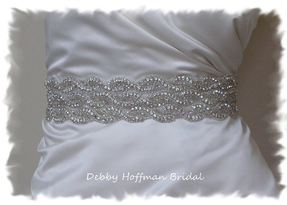 Hochzeit - Bridal Belt, 28 inch Beaded Wedding Dress Belt, Rhinestone Crystal Wedding Sash, No. 1126S3-28, Wedding Accessory, Bridal Sashes and Belts