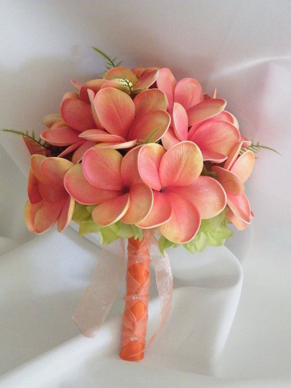 زفاف - Frangipani Plumeria Bouquet Posy Real Touch Destination Wedding