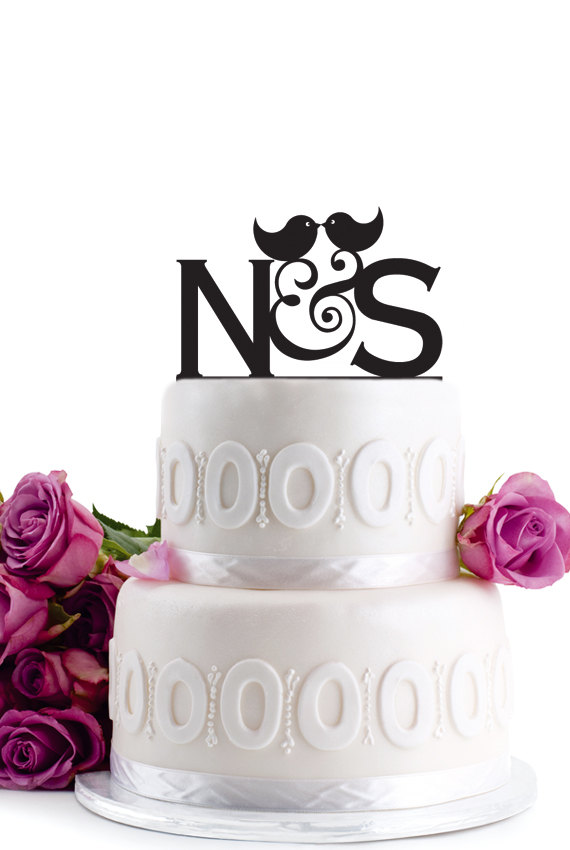 Wedding - ON SALE !!! Wedding Cake Topper - Wedding Decoration - Cake Decor - Initial Cake Topper - Monogram Cake Topper - For Love - Anniversary