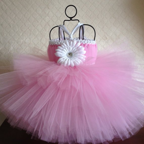 Wedding - Pink tutu dress baby to toddler birthday dress, Special Occasion, Princess Party Dress, flower girl dress