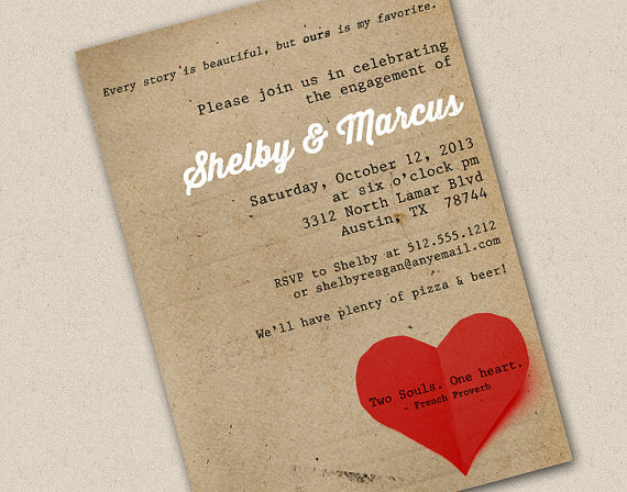 Hochzeit - Simple and Sweet Engagement Invitation