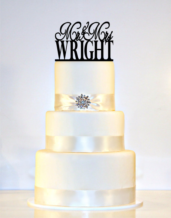 Wedding - Monogram Wedding Cake Topper Or Sign personalized with "Mr & Mrs" and YOUR Last Name